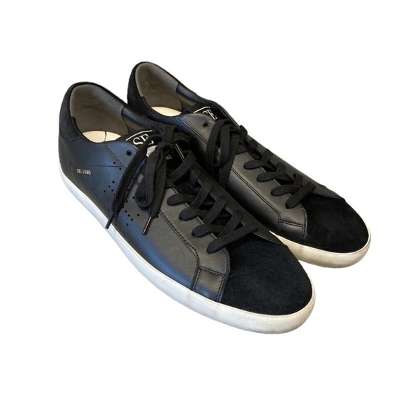 Sam Edelman Black Aubrie Lace Up Leather Sneakers Sz 11 M - Picture 1 of 11